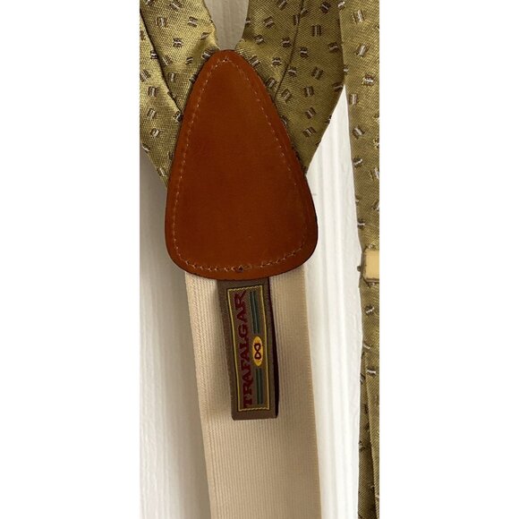 Vintage Trafalgar Silk Button End Braces Suspenders Yellow Brown Abstract Patter - Picture 3 of 6